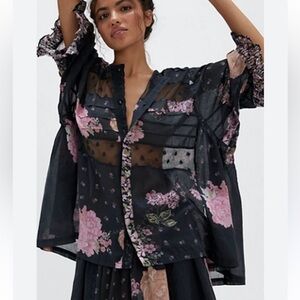 NWT Free People Hey Lover printed sleep/lounge shirt sz medium